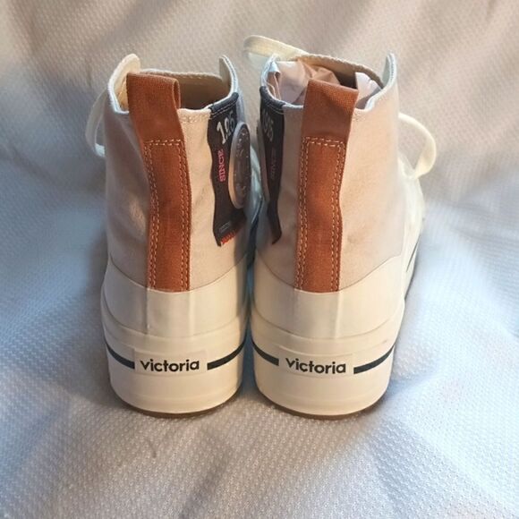 Victoria Crudo high top canvas platform sneakers nude/white size 10 - Picture 3 of 10